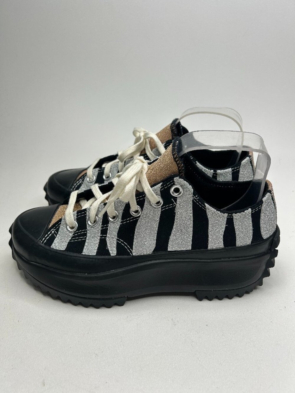 CONVERSE Run Star Hike OX Women sz 8 Men sz 6.5 Silver Gold Embellished